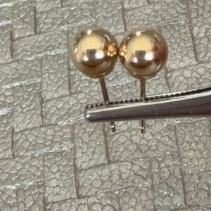 Vintage 14K Gold Hollow Ball Earrings - Size 4mm